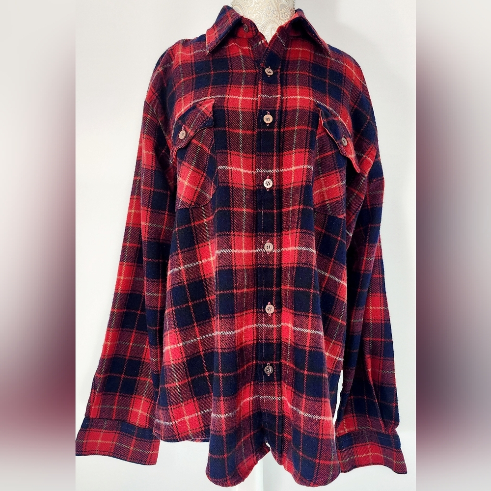 Vintage 1970's red & blue plaid shirt by Recess